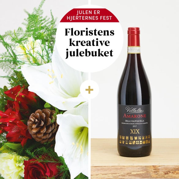 Floristens kreative julebuket med Villalta, Amarone della Valpolicella